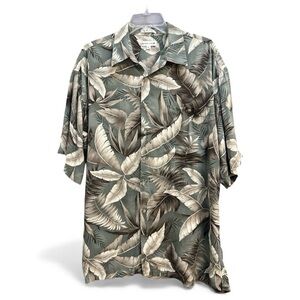Pierre Cardin Tropical Leaf Print Button Down Shirt XL